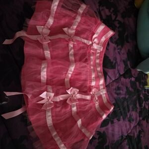Sugar Thrillz Hot Pink Satin Ribbon Skirt